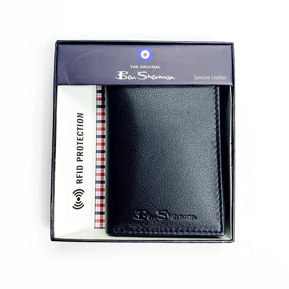 Ben Sherman Black Tri-Fold Genuine Leather Wallet